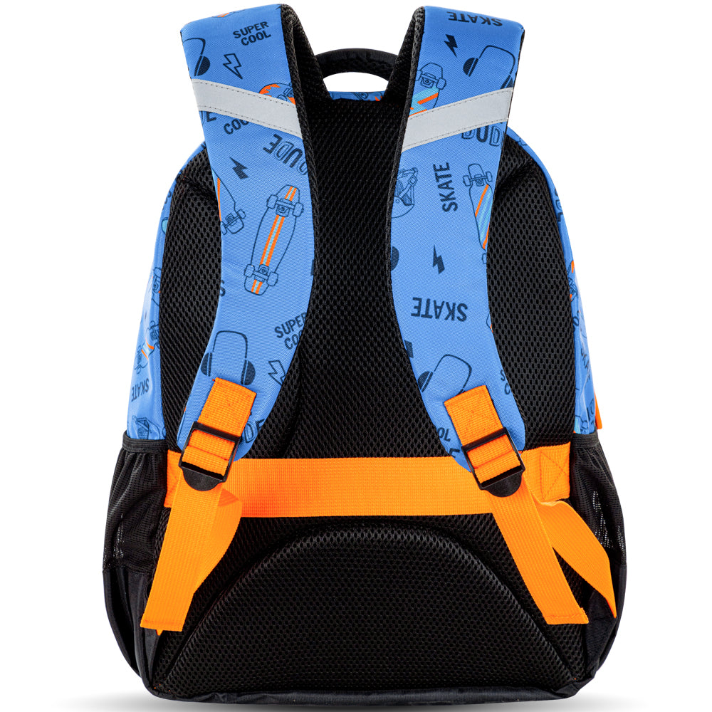 Eazy Kids Skateboard School Bag Set w/ Insulated Stainless Steel Spray Water Bottle – Blue