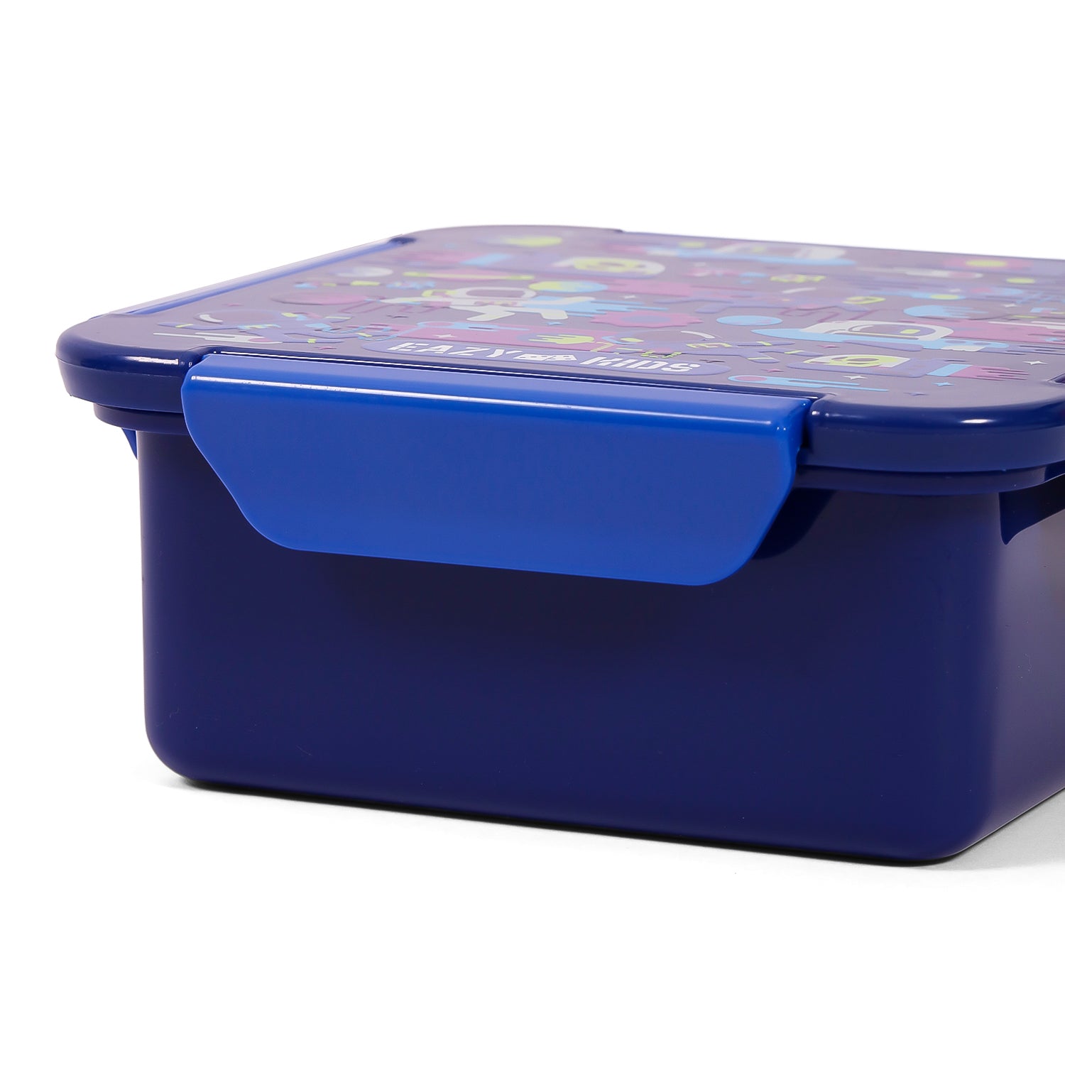 EAZY KIDS Lunch Box Set and Tritan Water Bottle w/Carry handle, Astronauts - Blue, 420ml