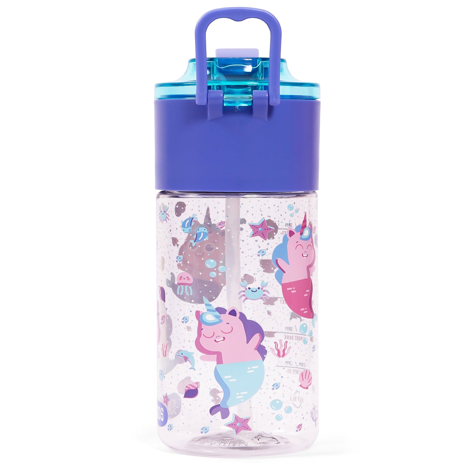 EAZY KIDS Lunch Box Set and Tritan Water Bottle w/Snack Box, Mermaid - Purple, 450ml