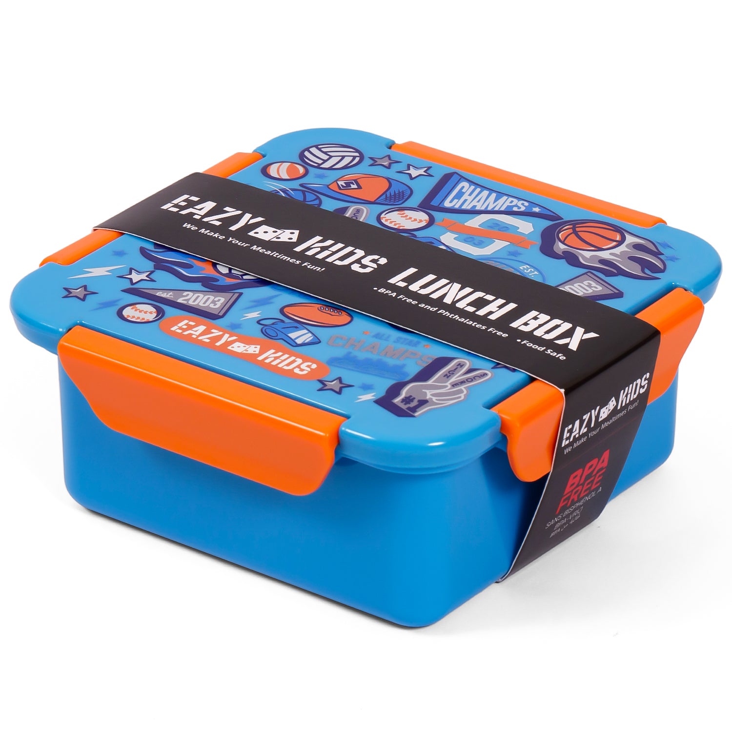 EAZY KIDS Lunch Box Set, Soccer - Blue