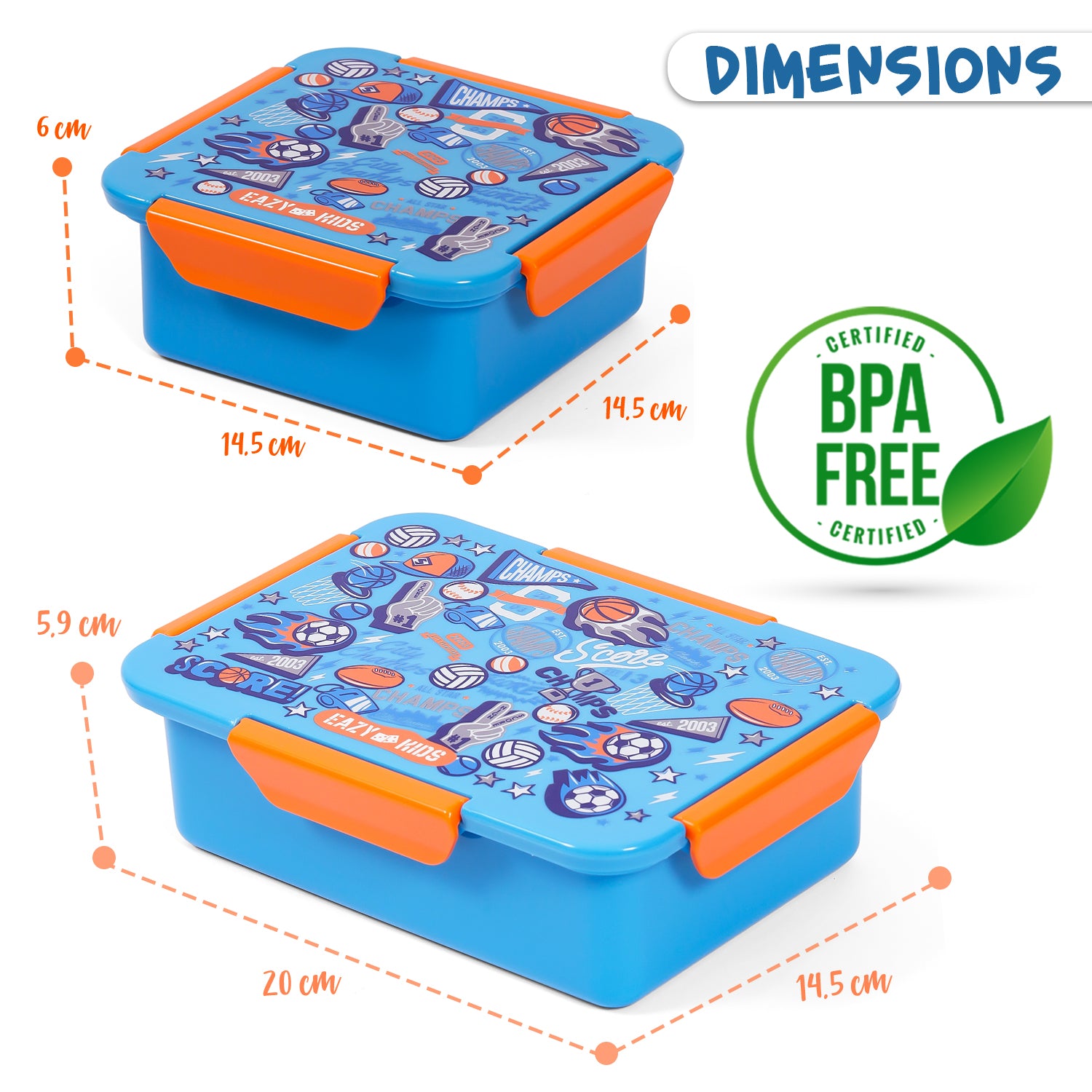 EAZY KIDS Lunch Box Set, Soccer - Blue