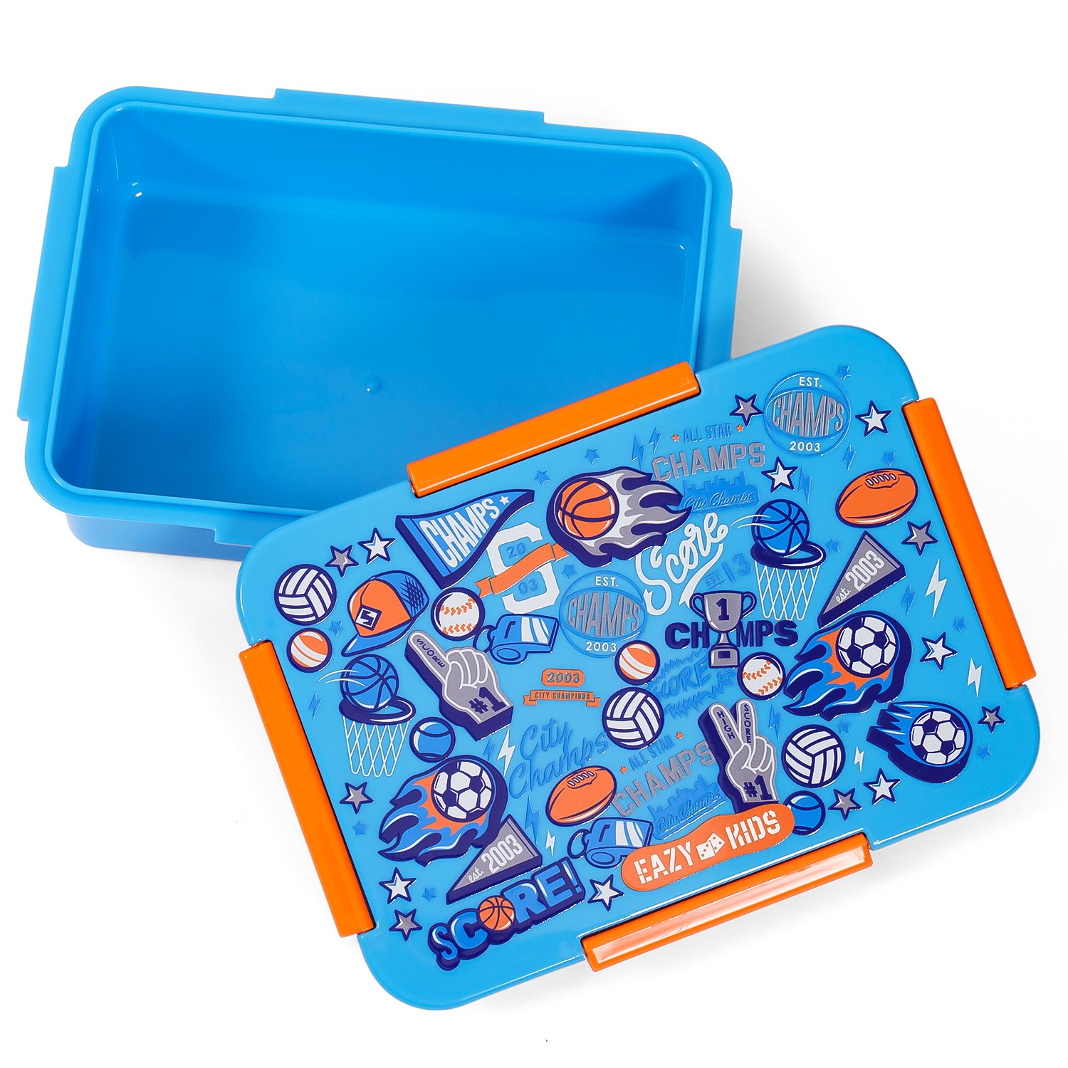 EAZY KIDS Lunch Box Set, Soccer - Blue