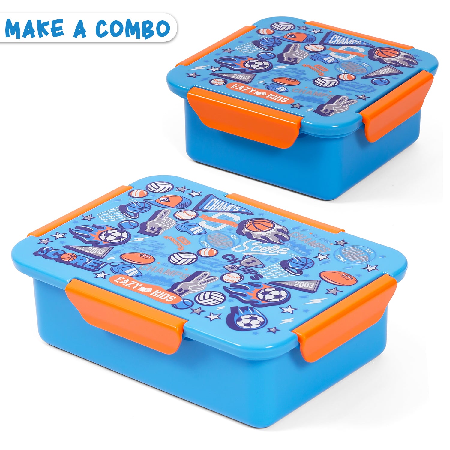 EAZY KIDS Lunch Box Set, Soccer - Blue