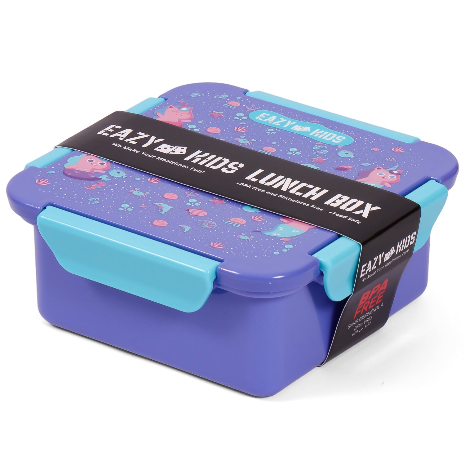 EAZY KIDS Lunch Box Set, Mermaid - Purple