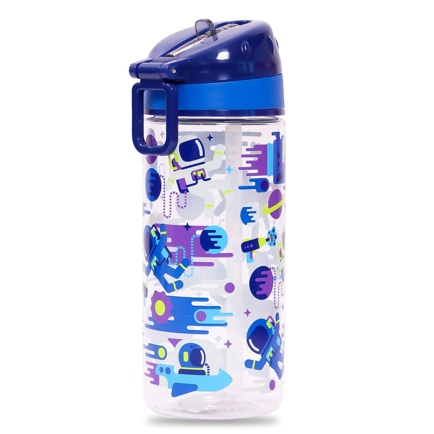 EAZY KIDS Lunch Box and Tritan Water Bottle w/Carry handle, Astronauts - Blue, 420ml