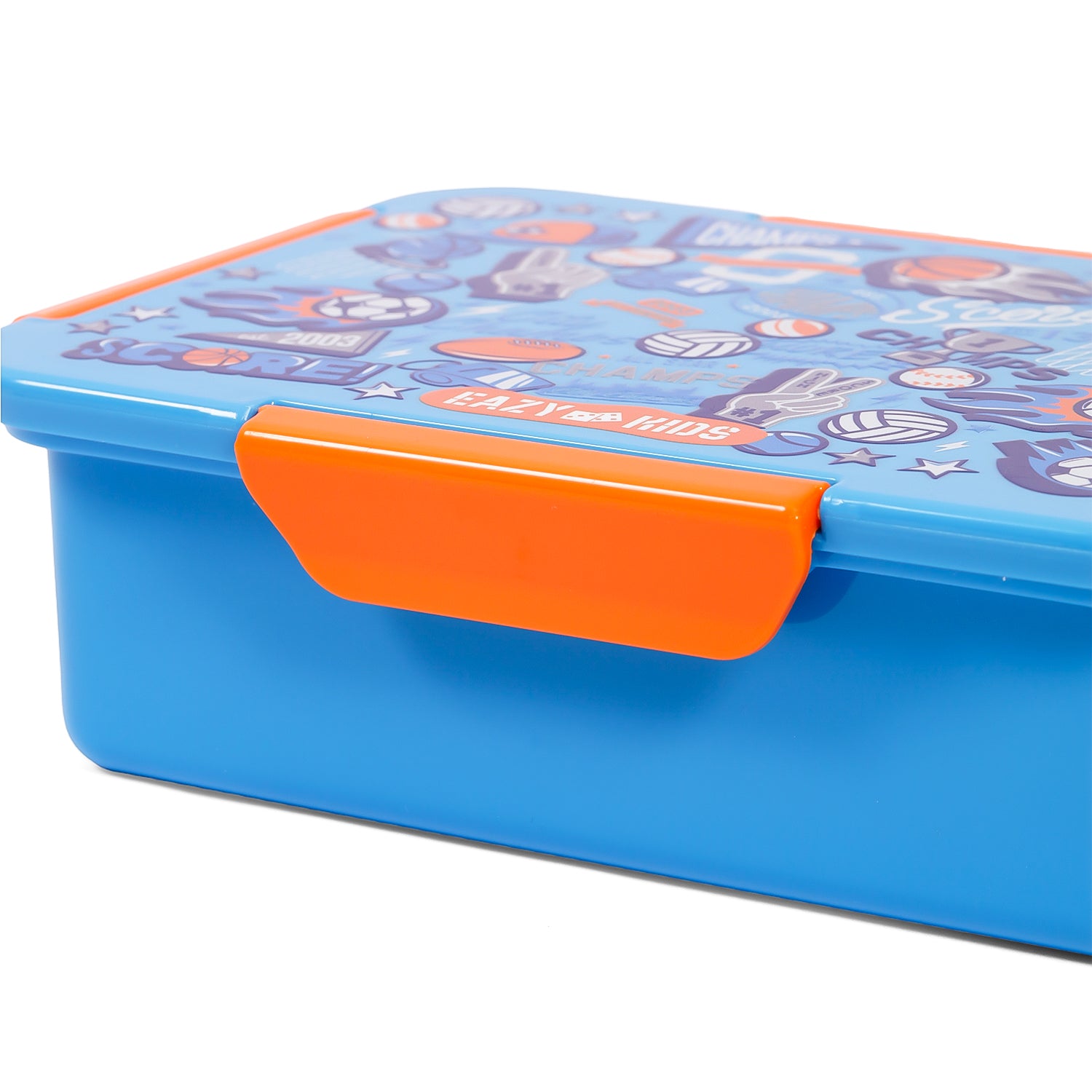 EAZY KIDS Lunch Box and Tritan Water Bottle w/Spray, Soccer - Blue, 750ml