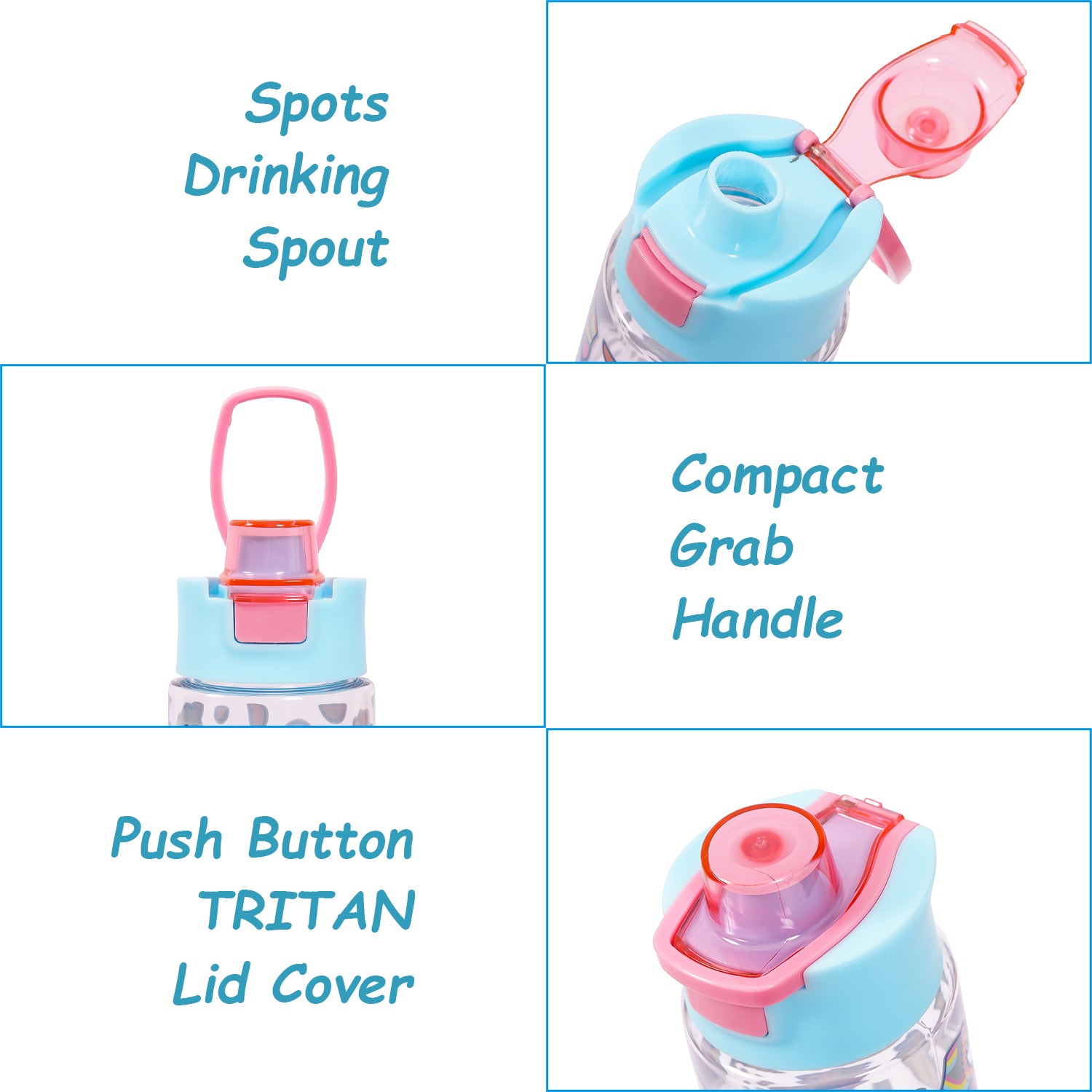 EAZY KIDS Lunch Box and Tritan Water Bottle w/Flip Lid, Gen Z Skater - Blue, 750ml