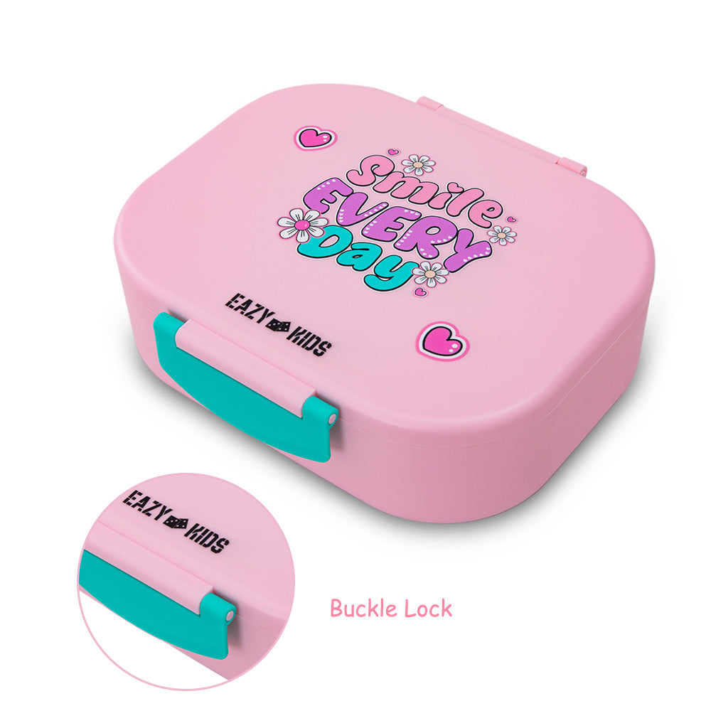 Eazy Kids Bento Lunch Box Set of 2 w/ Stainless Steel Water Bottle 445ml – Shine Pink