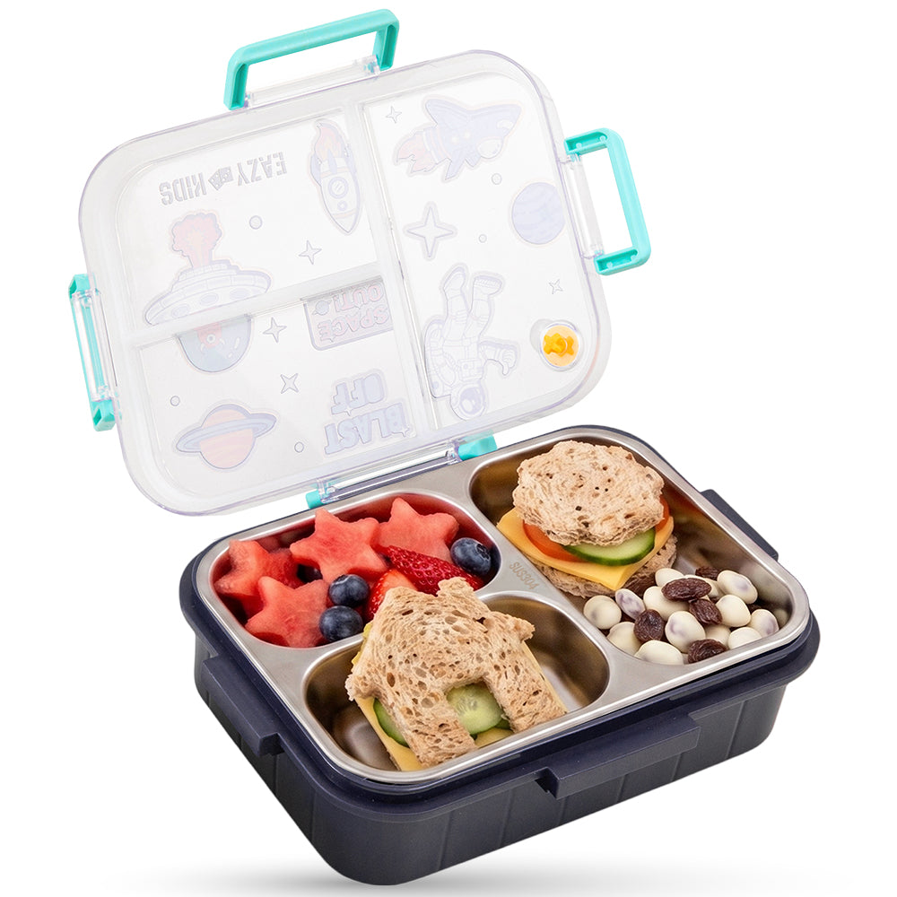 Eazy Kids Stainless Steel Bento Lunch Box w/ Tritan Water Bottle 850ml – Space Out