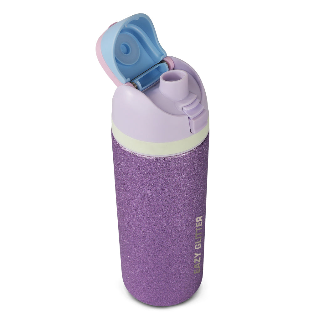 Eazy Kids Convertible Bento Lunch Box w/ Glitter Stainless Steel Water Bottle 720ml – Glitter Purple