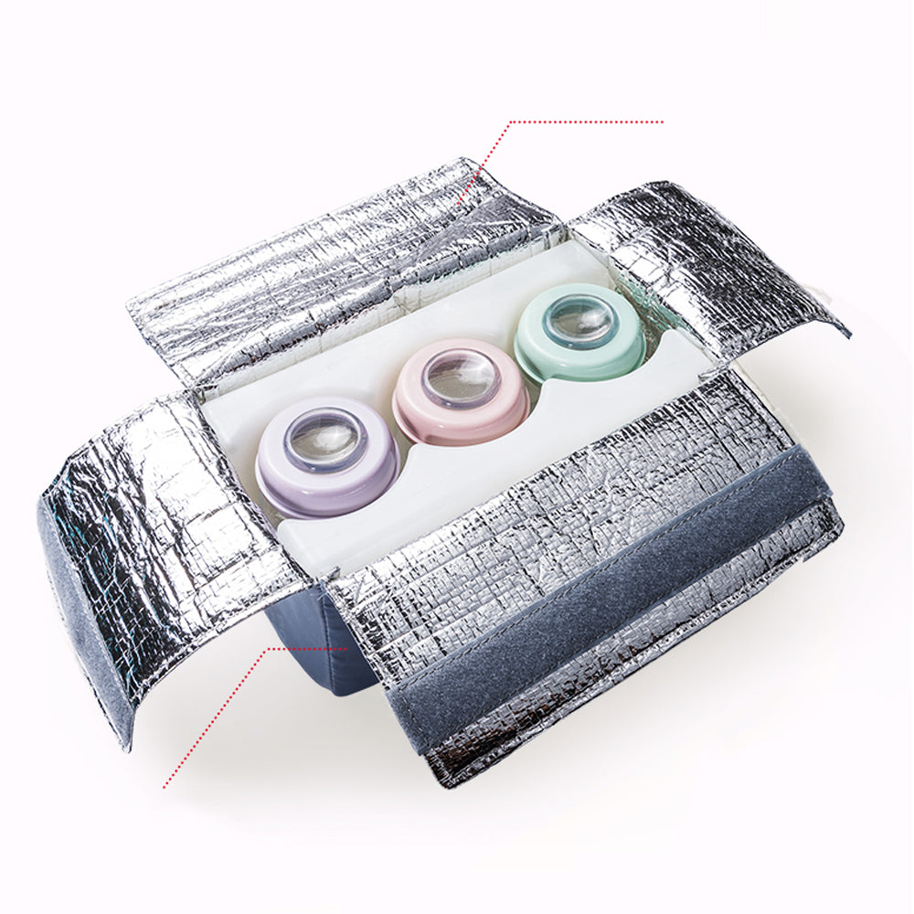 SUNVENO Insulated Bottle/Lunch Bag with 4 Pcs Penguin Ice Pack Set - Grey