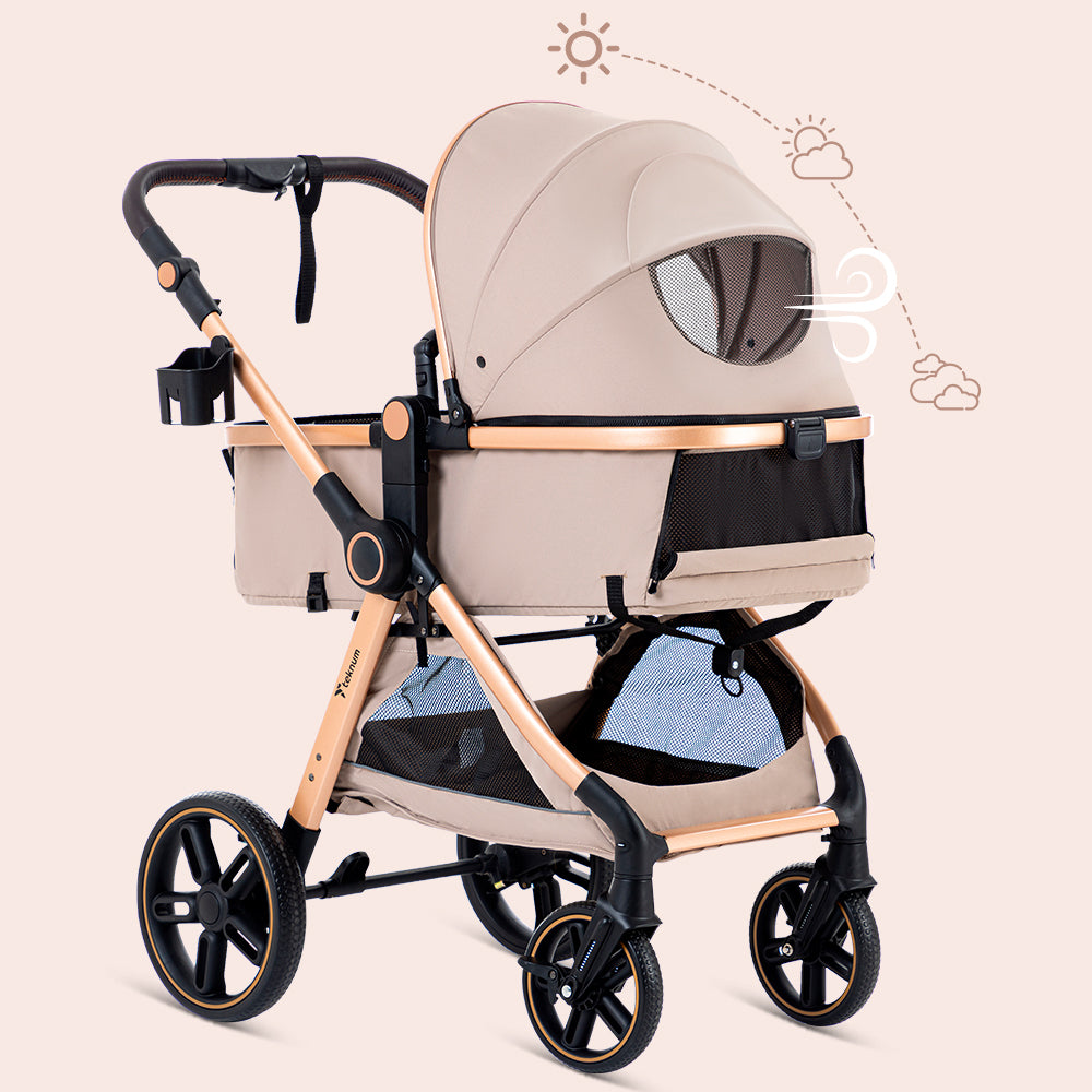 TEKNUM Travel System with 3in1 Prime Stroller, Adaptor and Infant Car Seat - Beige