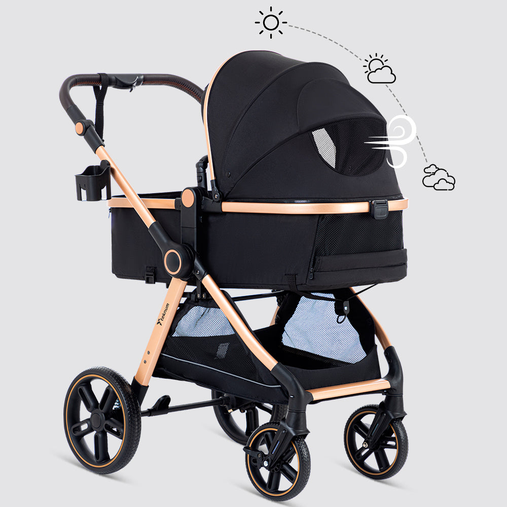 TEKNUM Travel System with 3in1 Prime Stroller, Adaptor and Infant Car Seat - Black