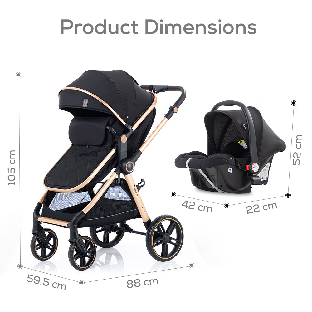 TEKNUM Travel System with 3in1 Prime Stroller, Adaptor and Infant Car Seat - Black