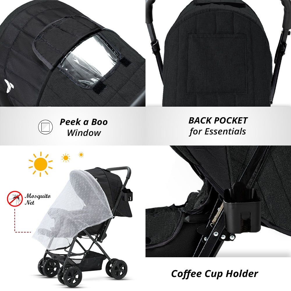 TEKNUM Reversible Look at Me Stroller w/t Diaper Bag & Hooks & Changing Pad - Black