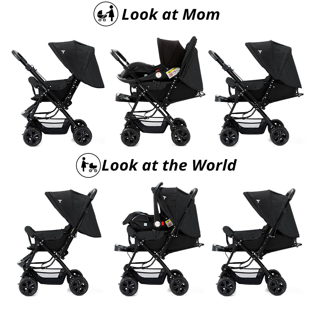 TEKNUM Reversible Look at Me Stroller w/t Diaper Bag & Hooks & Changing Pad - Black