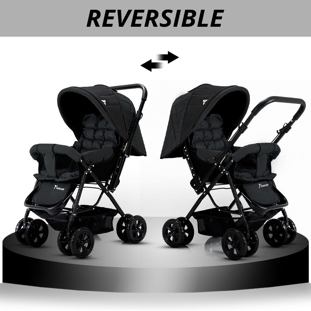 TEKNUM Reversible Look at Me Stroller w/t Diaper Bag & Hooks & Changing Pad - Black