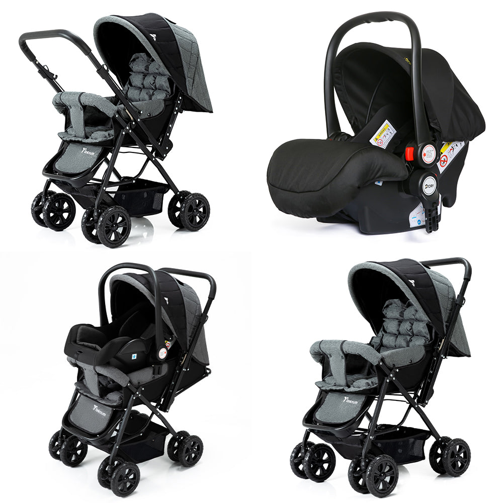 TEKNUM Reversible Look at Me Stroller w/t Diaper Bag & Hooks & Changing Pad - Grey