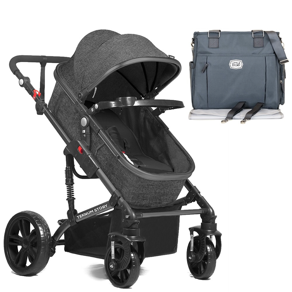 TEKNUM 3 in 1 Pram Stroller and Diaper Bag Bundle - Space Grey