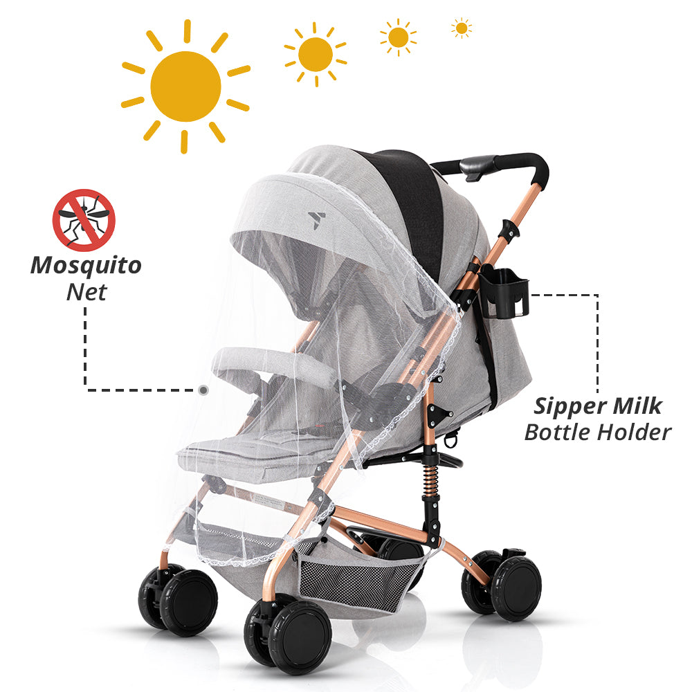 TEKNUM Reversible Trip Stroller w/Ace Diaper Bag - Grey