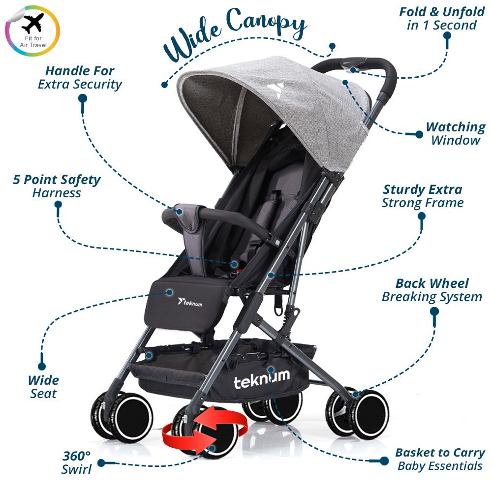 TEKNUM Stroller Diaper Bag Combo - Grey