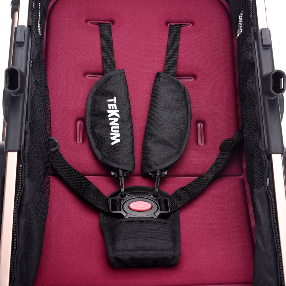 TEKNUM 3 in 1 Pram stroller with SUNVENO Fashion Diaper Tote Bag - Wine