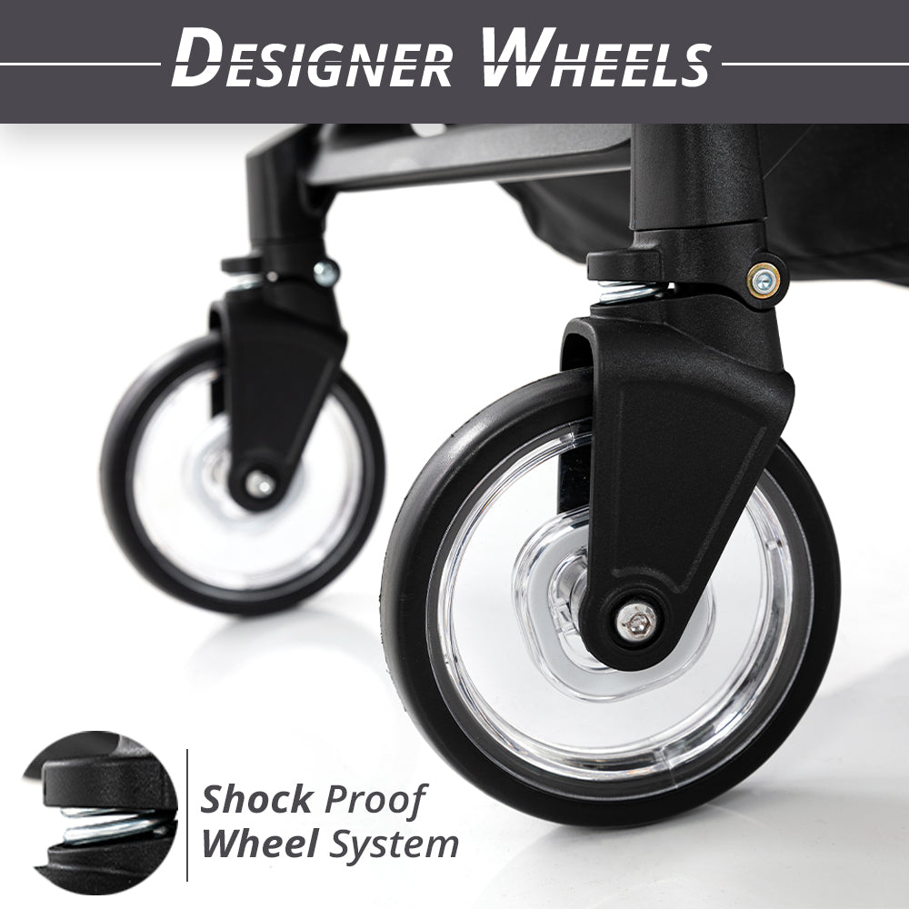 عربة أطفال تيكنوم إكسبلورر للسفر مع حقيبة حفاضات وخطافات لعربة الأطفال - رمادي