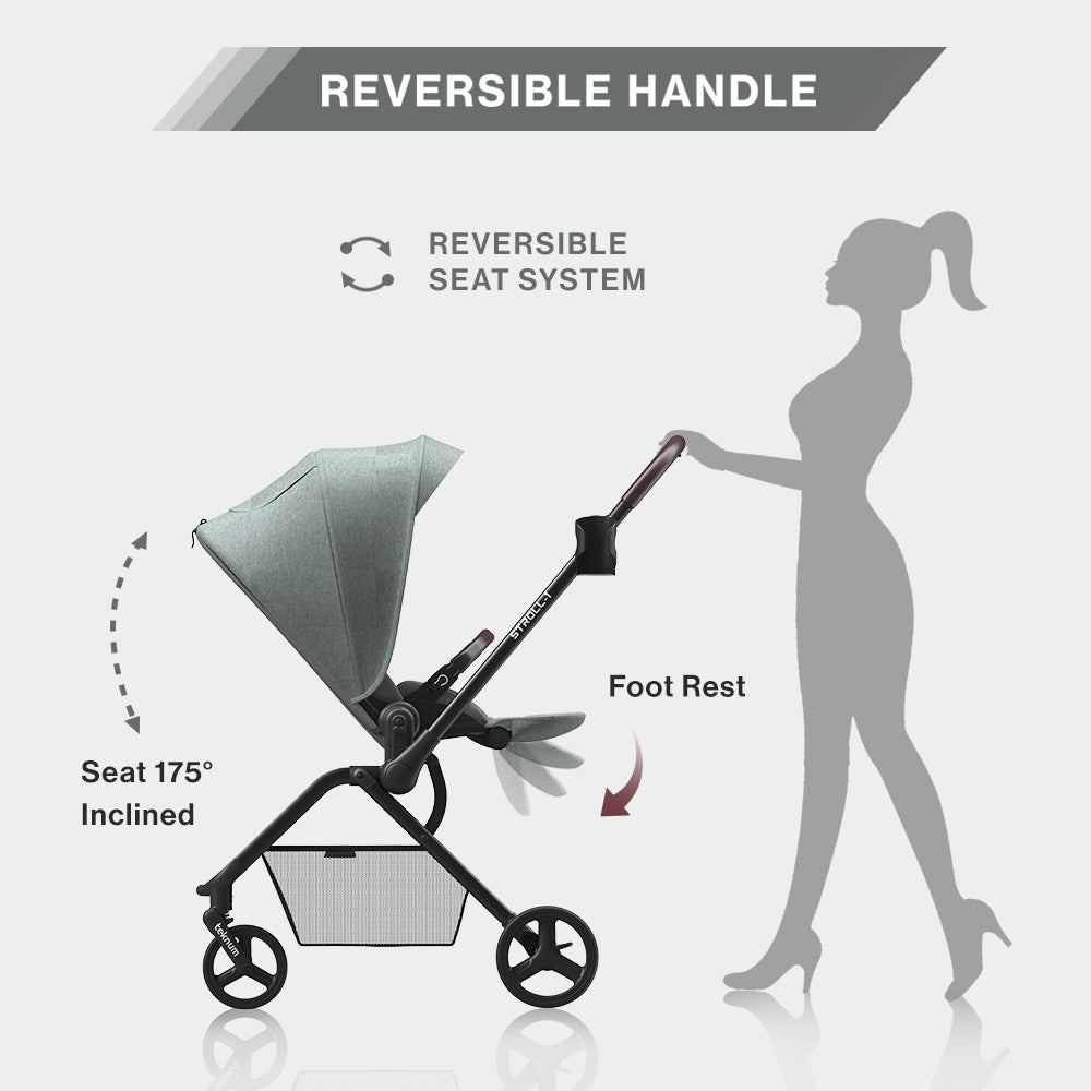 TEKNUM STROLL-1 Travel System w/Reversible Stroller and Baby Car Seat - Olive Green