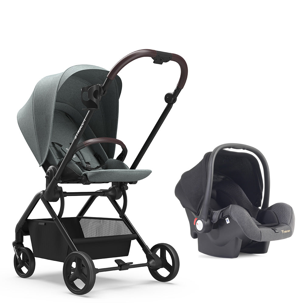 TEKNUM STROLL-1 Travel System w/Reversible Stroller and Baby Car Seat - Olive Green