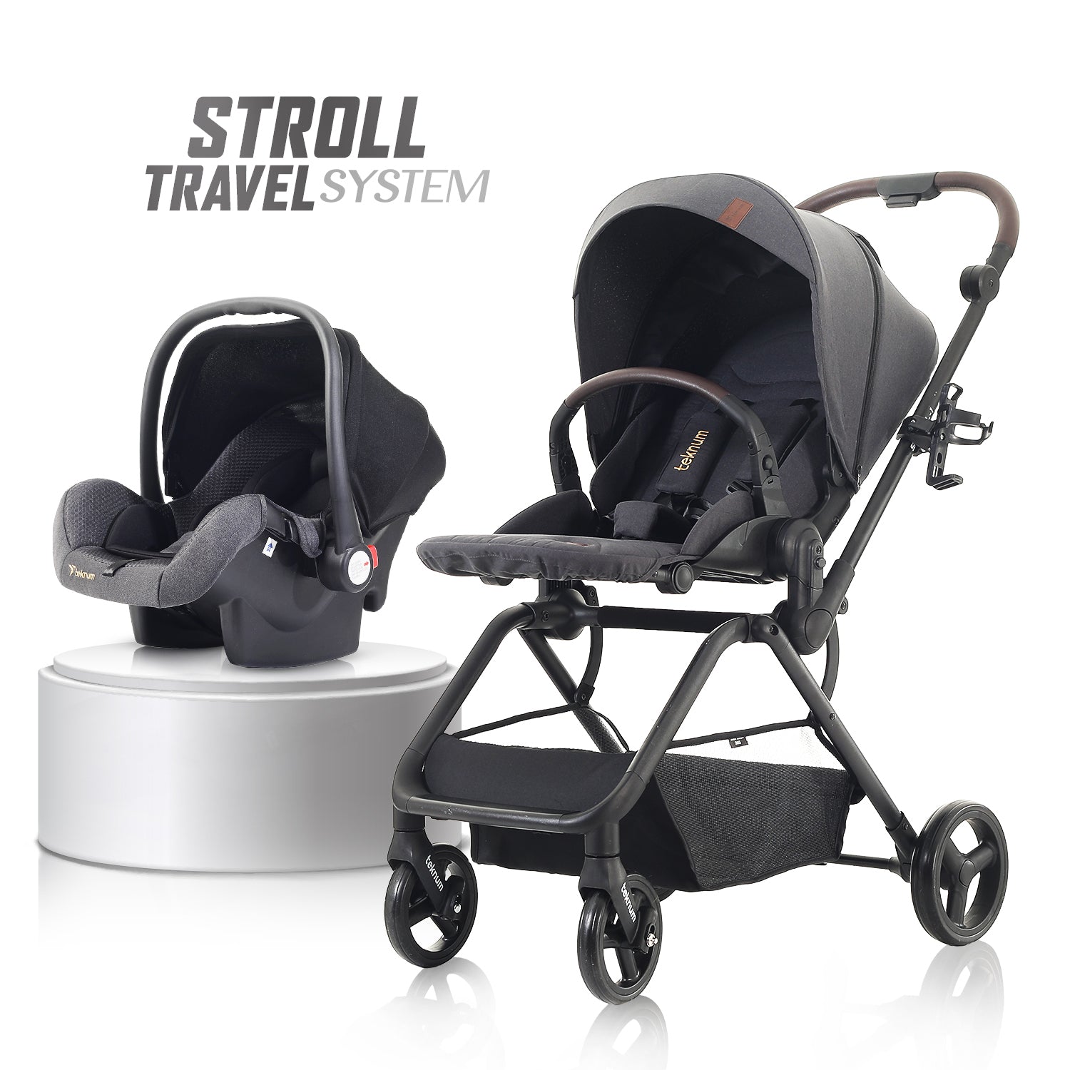 TEKNUM STROLL-1 Travel System w/Reversible Stroller and Baby Car Seat - Grey