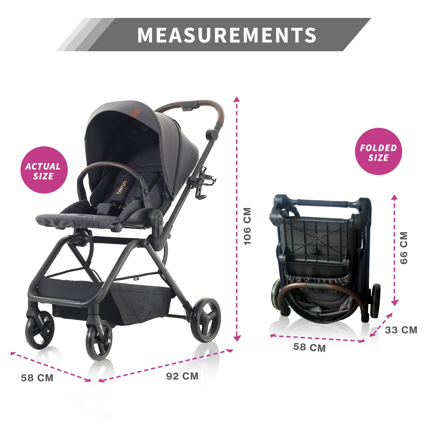 TEKNUM STROLL-1 Travel System w/Reversible Stroller and Baby Car Seat - Grey