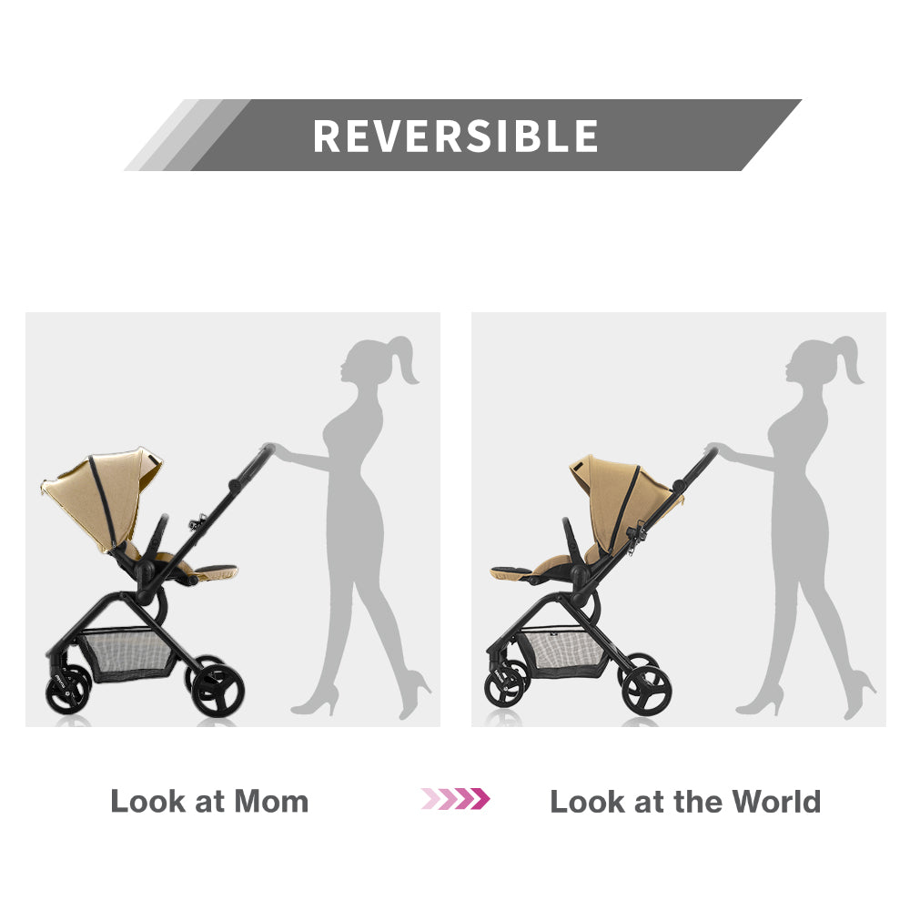 TEKNUM STROLL-1 Travel System w/Reversible Stroller and Baby Car Seat - Khaki