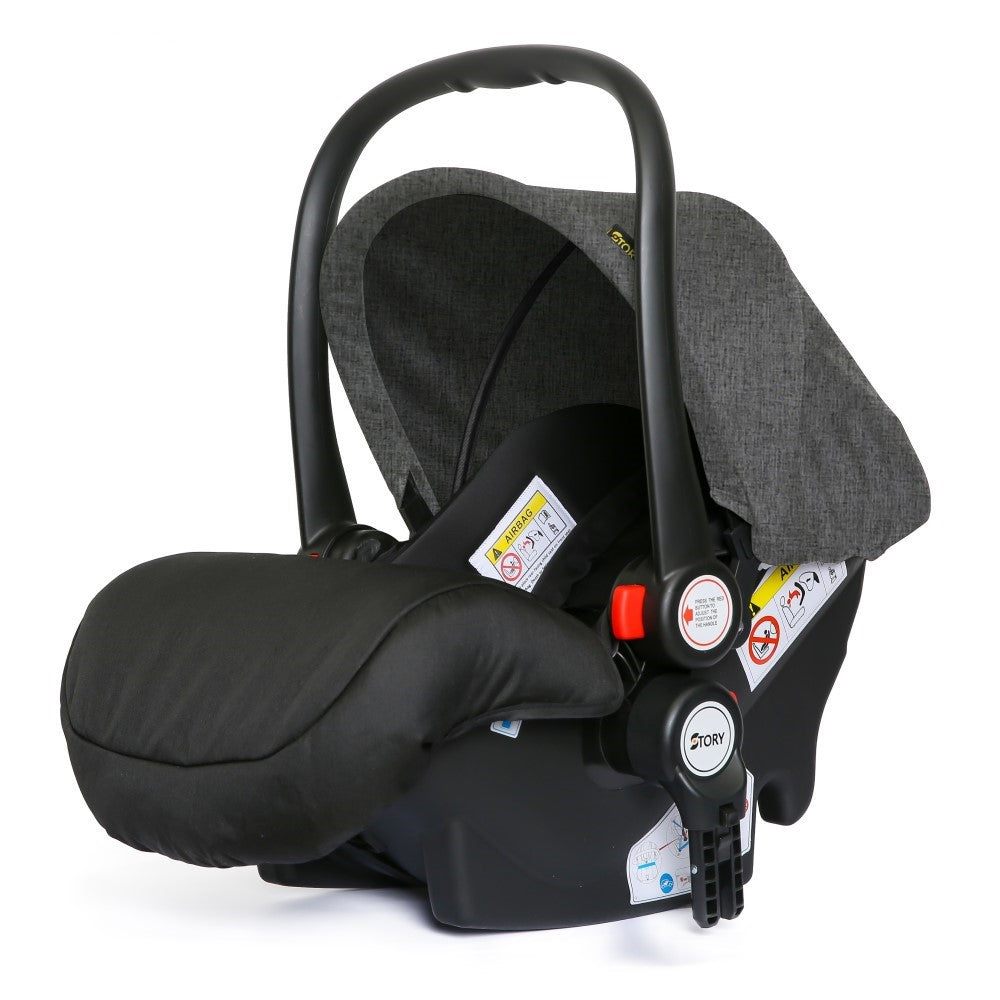 TEKNUM 3In1 Pram Stroller | Sleeping Bassinet | Extra Wide Seat | Wide Canopy | 360° Rotating Wheels | Fully Reclinable | Car Seat Compatible | Coffee Holder | Spill Proof Mat | Newborn Baby | 0 - 3 Years + Car Seat - Black