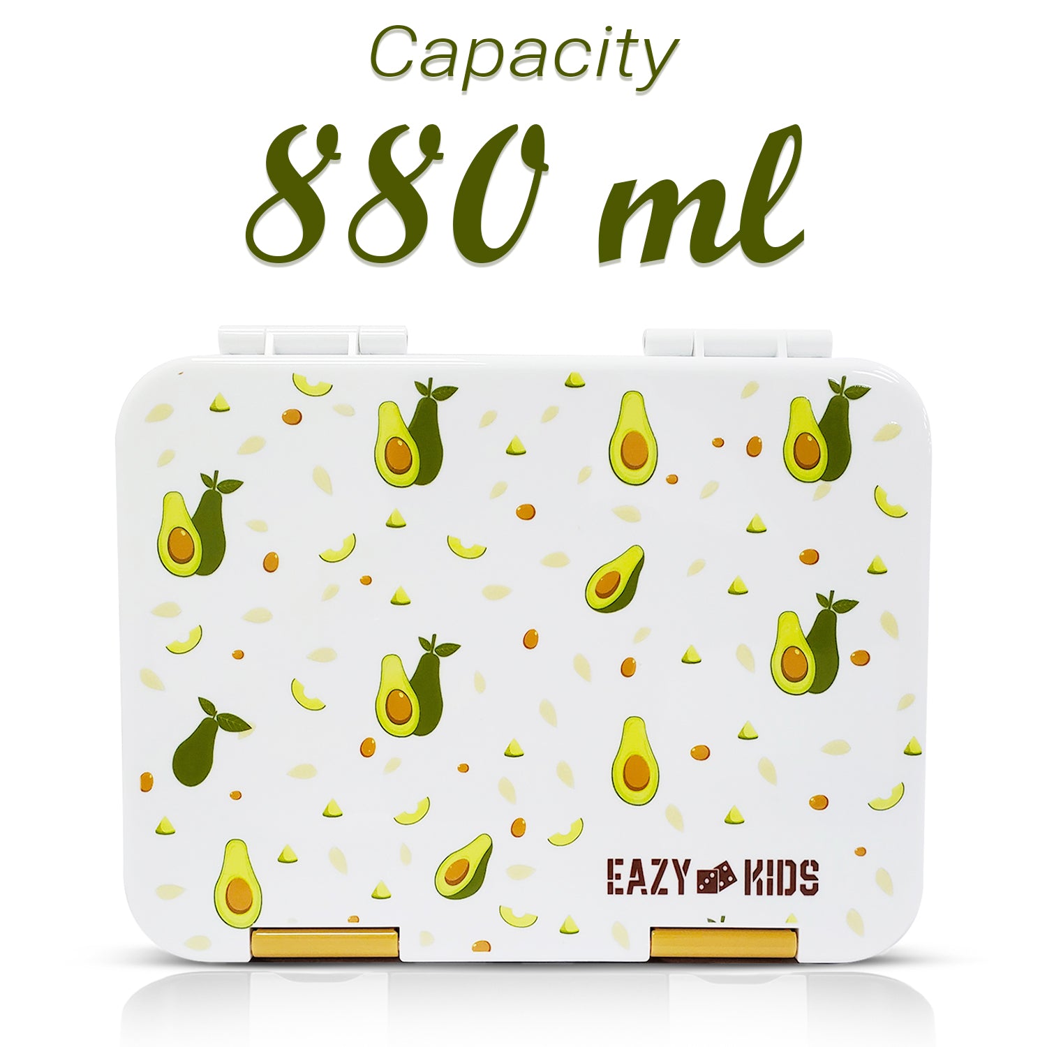 EAZY KIDS 6 & 4 Convertible Bento Lunch Box wt Sandwich Cutter Set - Avocado