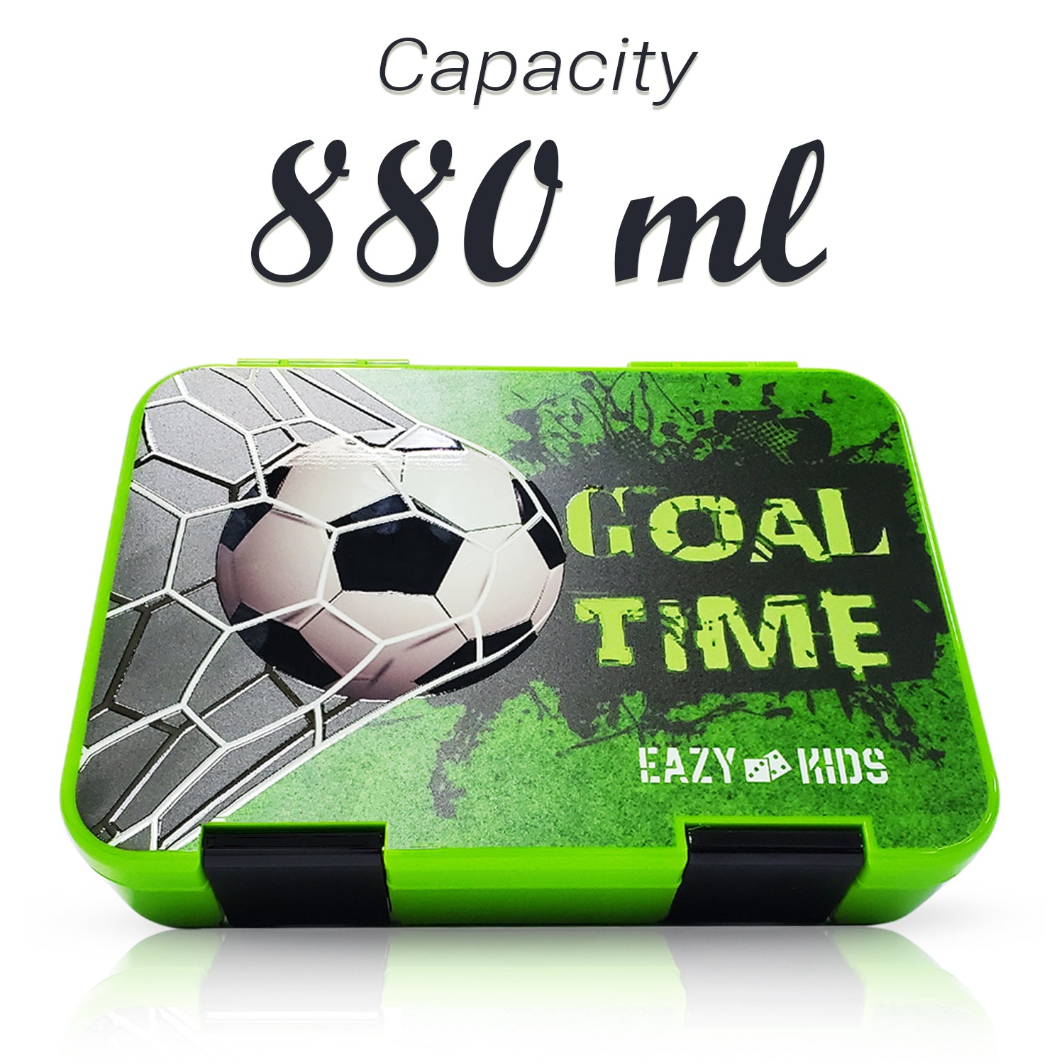 EAZY KIDS 6 & 4 Convertible Bento Lunch Box wt Sandwich Cutter Set - Goal Time
