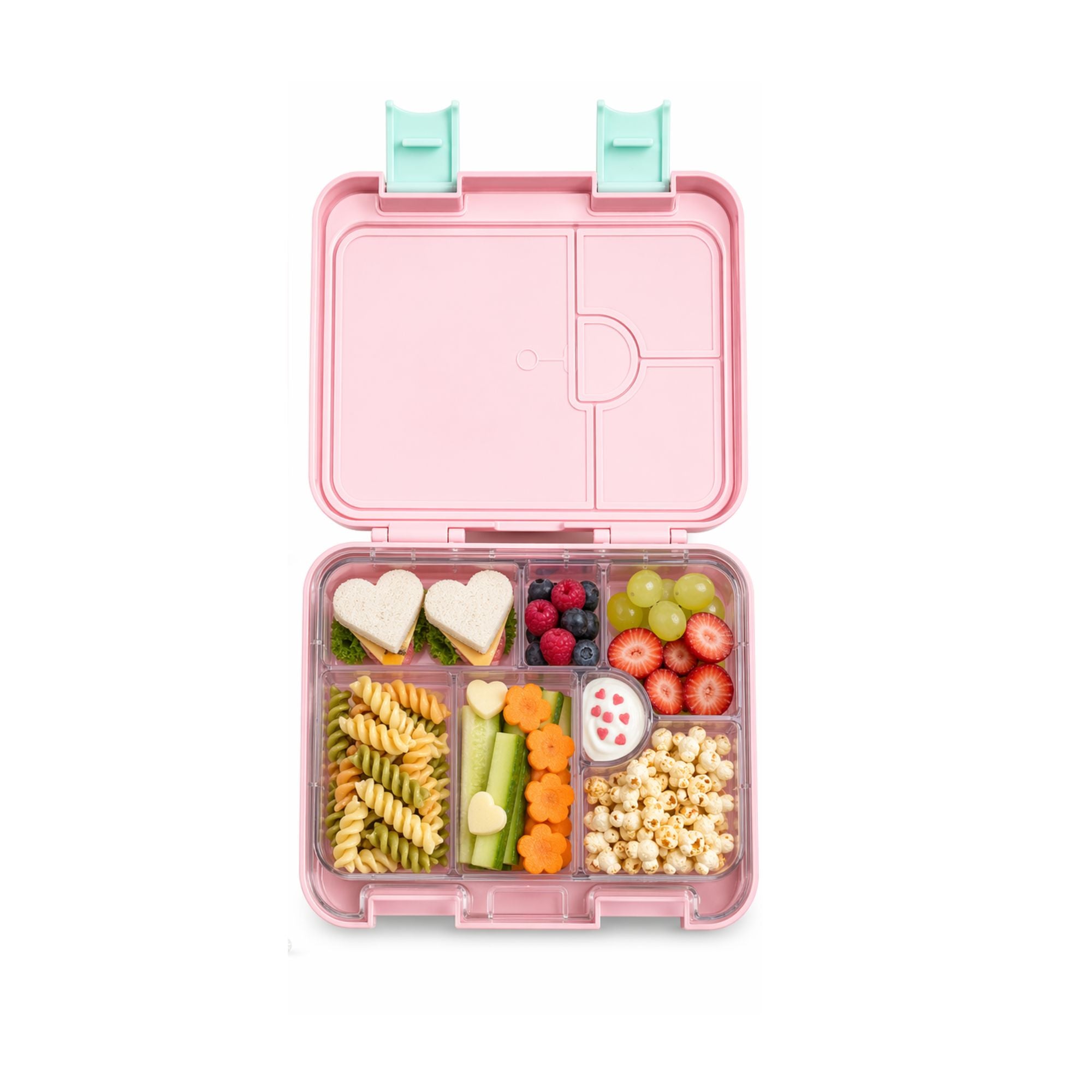 Eazy Kids 6 & 4 Convertible Bento Lunch Box w/Steel Spoon & Fork Set - Always Believe Pink