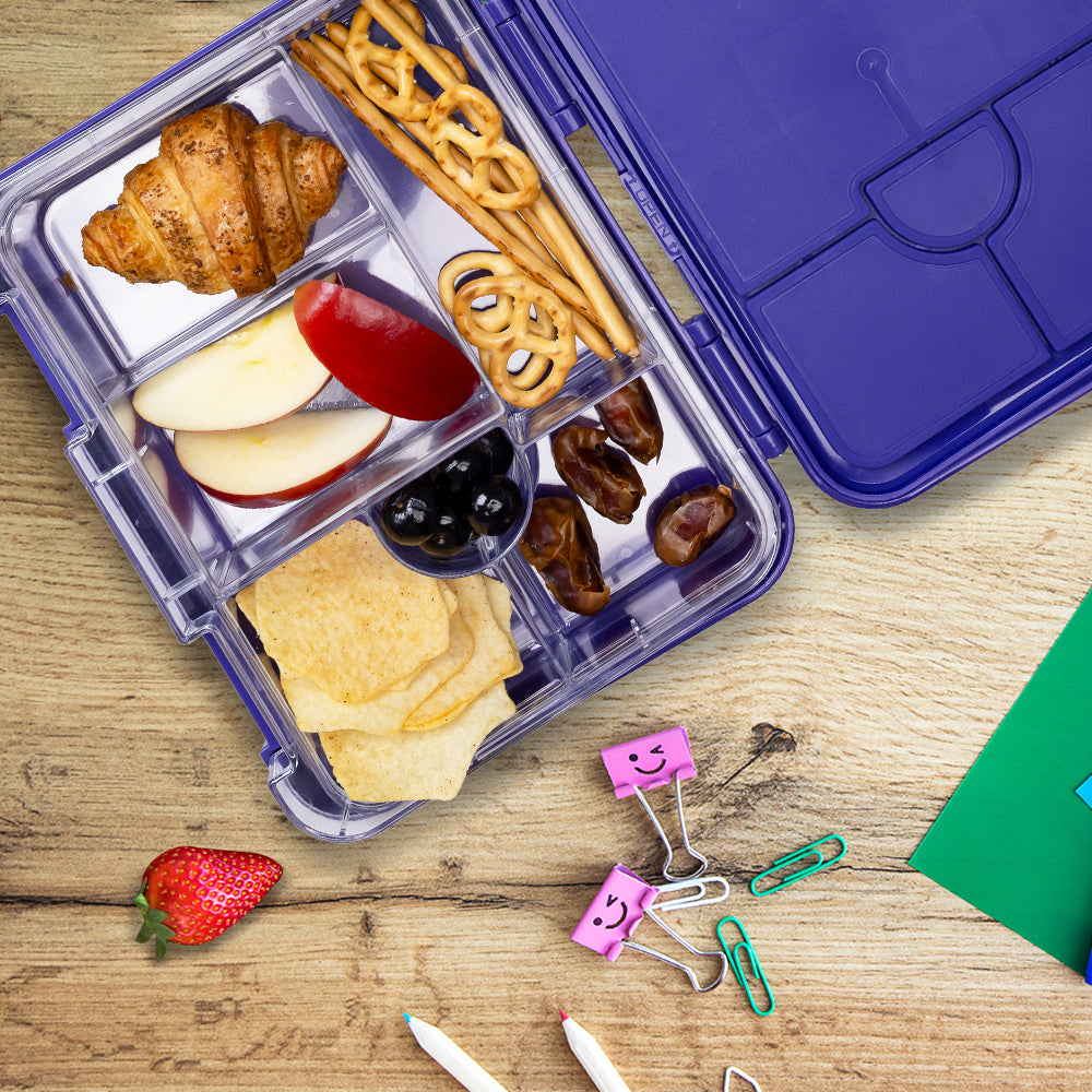EAZY KIDS 6 & 4 Convertible Bento Lunch Box with Sandwich Cutter Set - Outer Space Blue