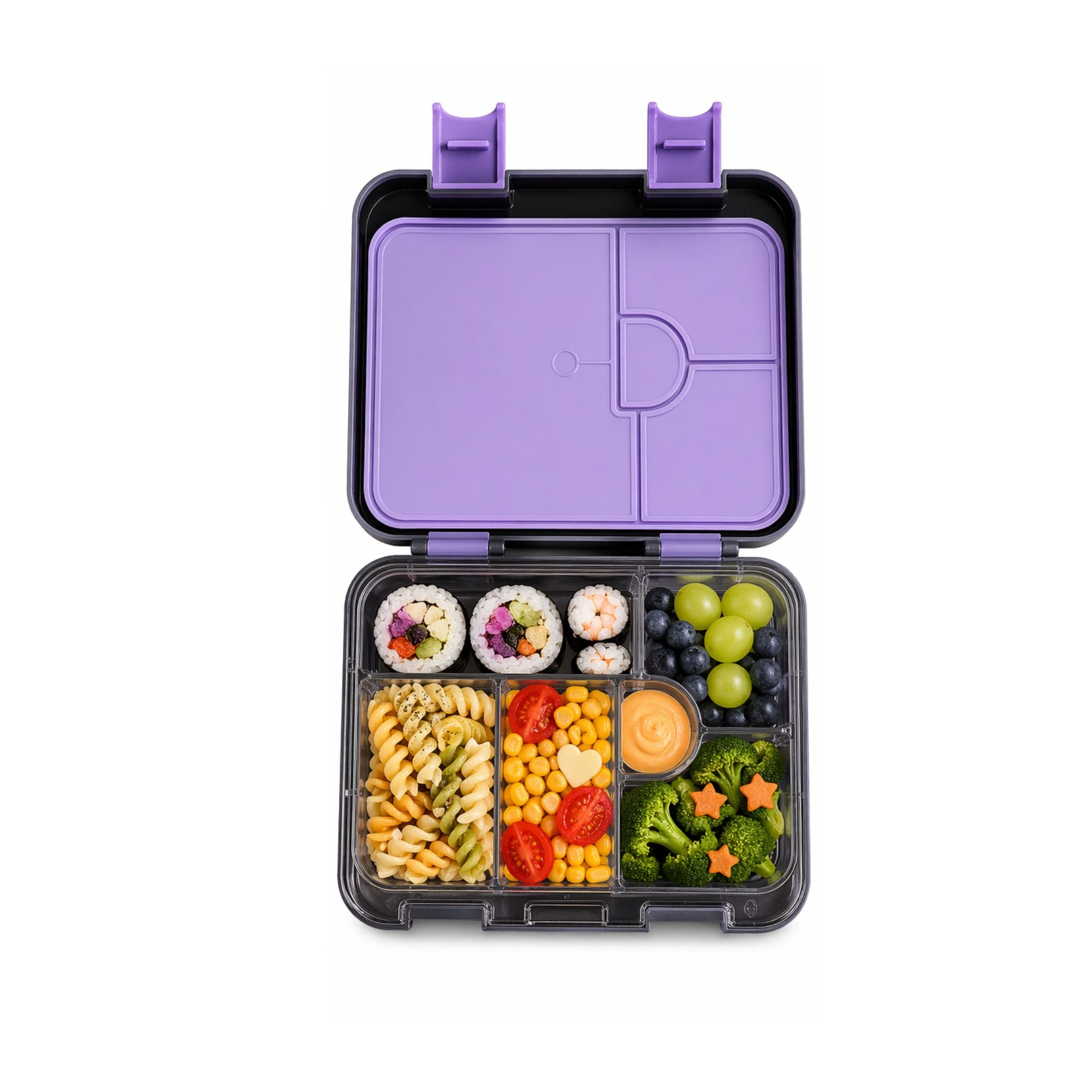 Eazy Kids 6 & 4 Convertible Bento Lunch Box w/Steel Spoon & Fork Set - Teddy Black