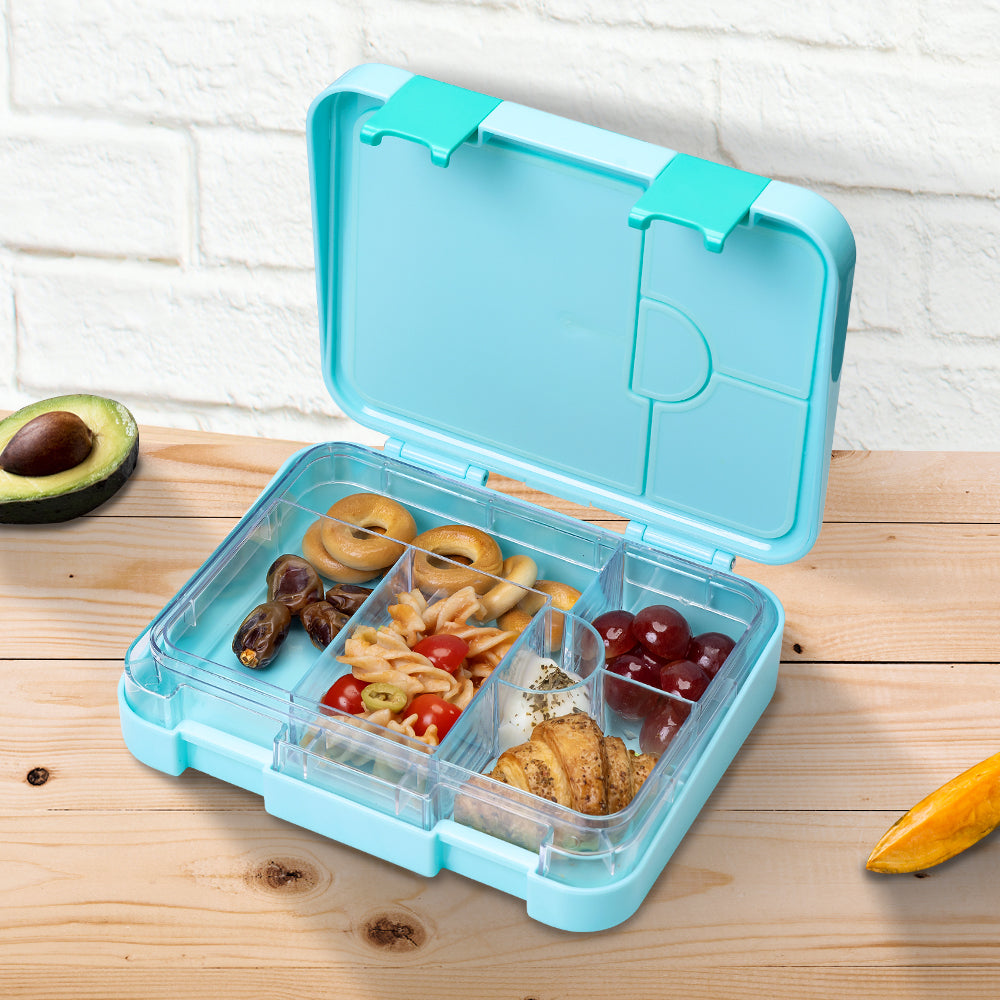 EAZY KIDS 6 & 4 Convertible Bento Lunch Box wt Sandwich Cutter Set - Unicorn Green