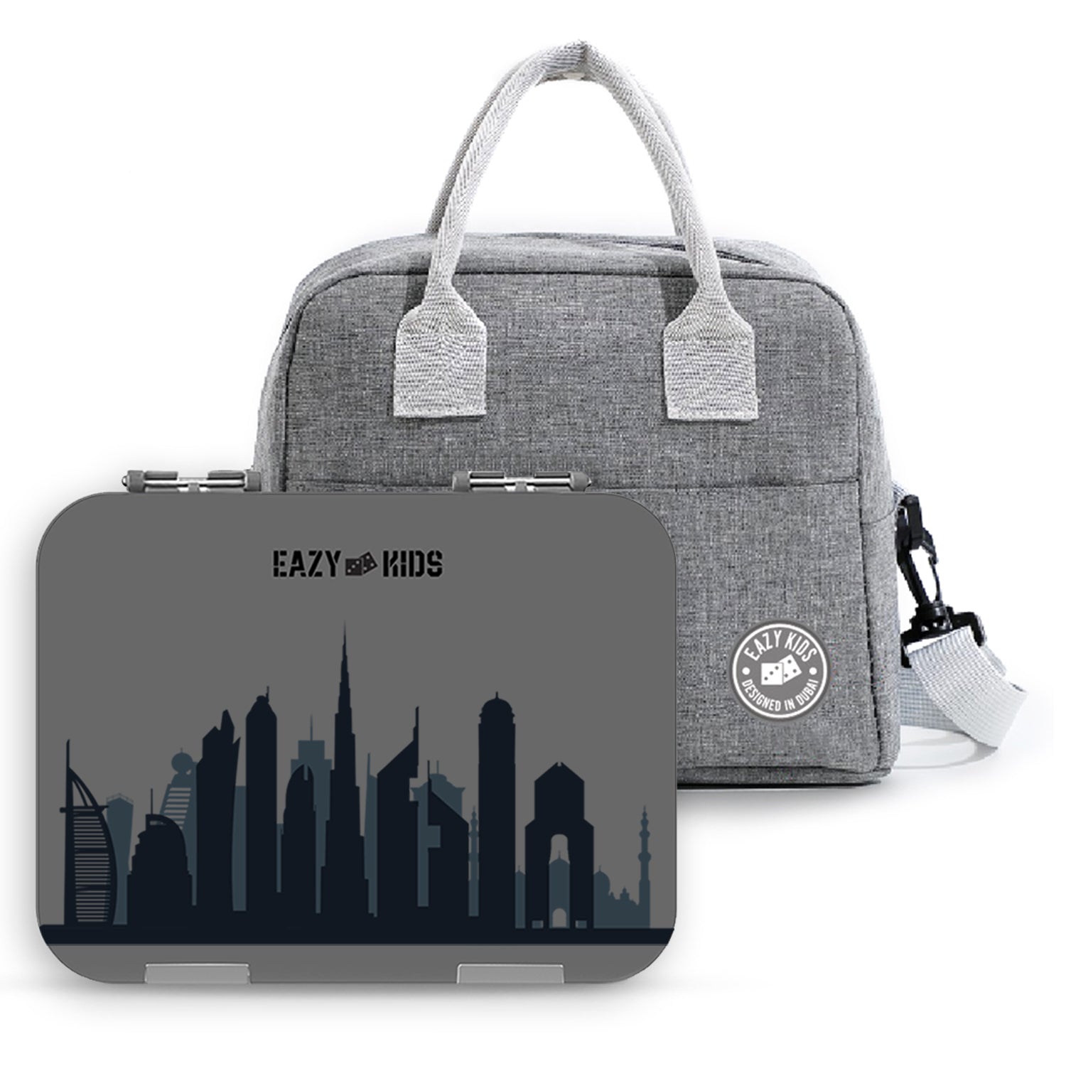 EAZY KIDS 6 & 4 Convertible Bento Lunch Box - Skyline Grey