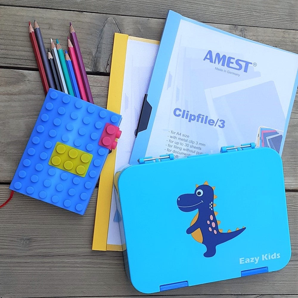 EAZY KIDS 6 & 4 Convertible Bento Lunch Box - Dino Blue