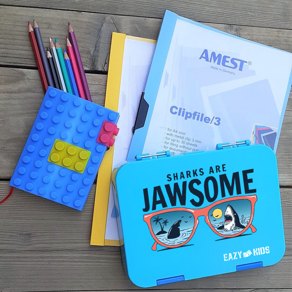 صندوق غداء بينتو قابل للتحويل للأطفال من عمر 6 و4 سنوات من إيزي كيدز - أزرق جاوسوم