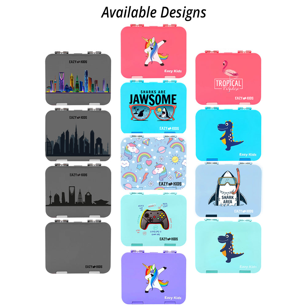 EAZY KIDS 6 & 4 Convertible Bento Lunch Box - Unicorn Pink