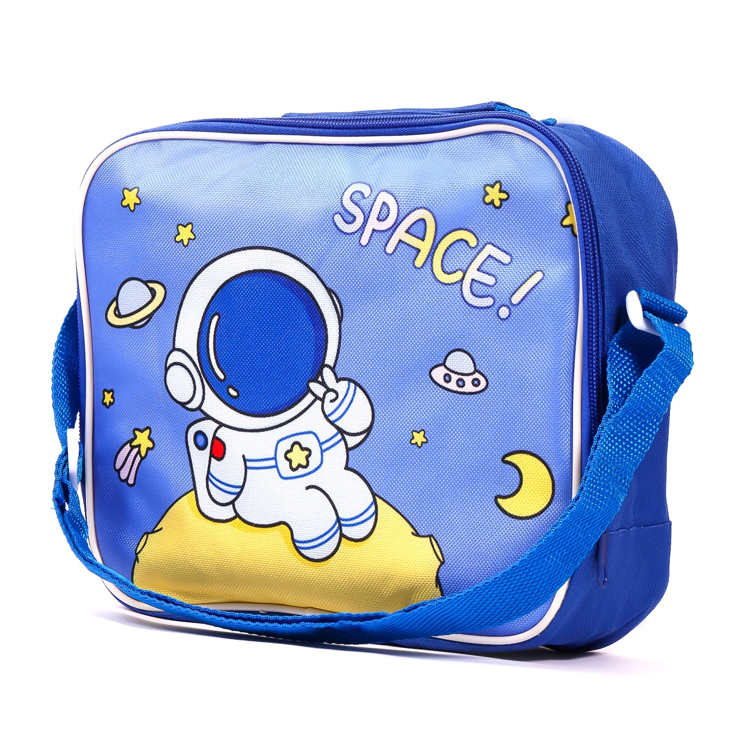 EAZY KIDS Lunch Box and Water Bottle With Bag - Space Blue