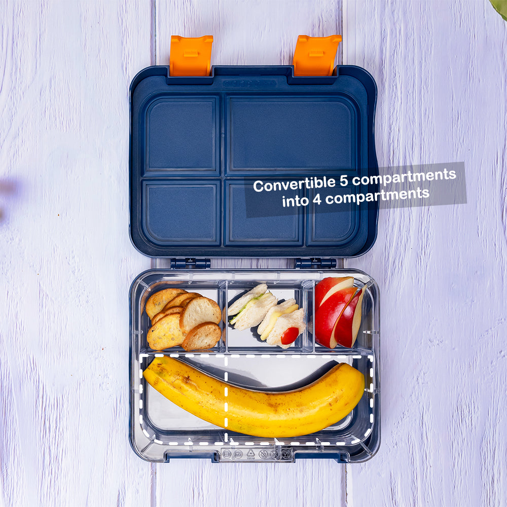EAZY KIDS 5 & 4 Convertible Bento Lunch Box wt Sandwich Cutter Set - Expedition Space