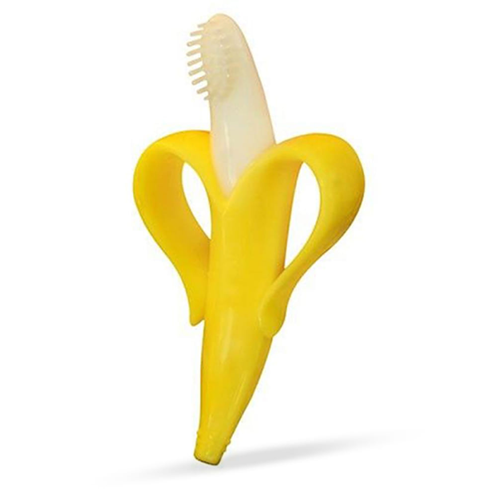 EAZY KIDS - Baby Banana Toothbrush and Teether - Yellow