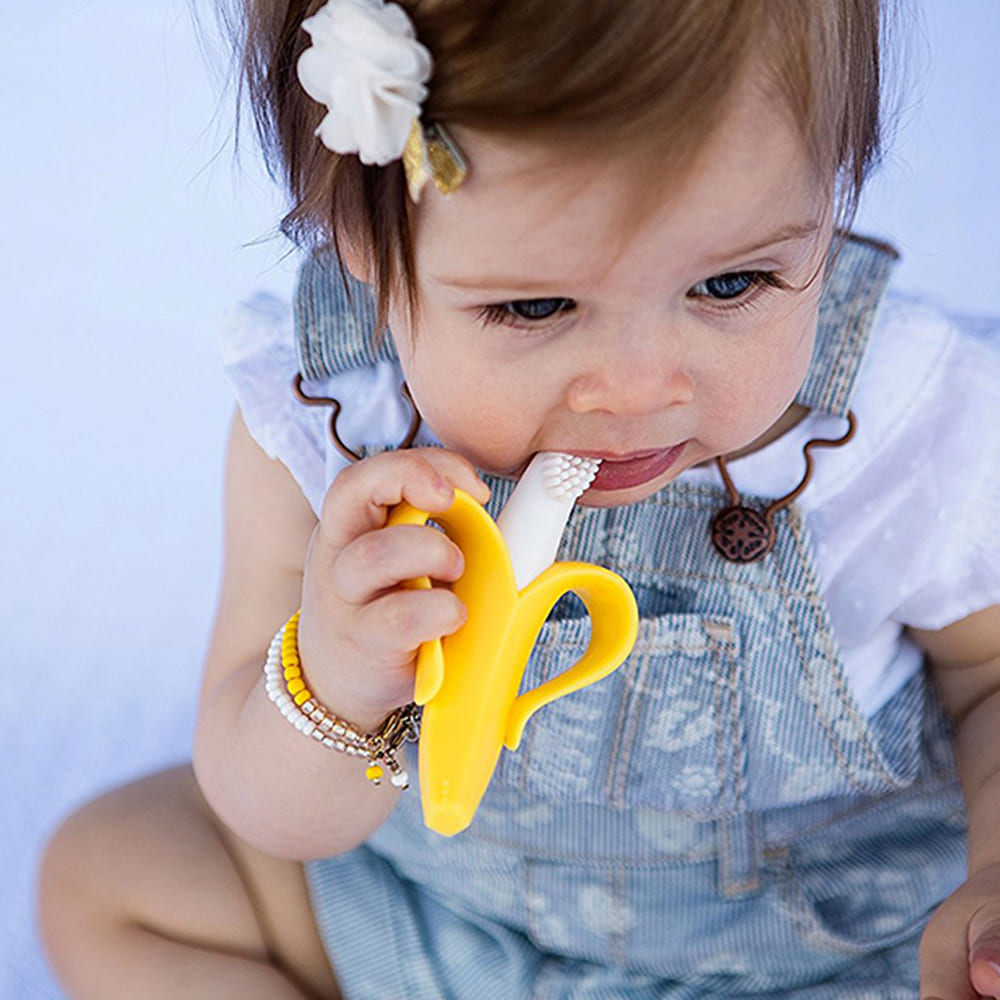 EAZY KIDS - Baby Banana Toothbrush and Teether - Yellow