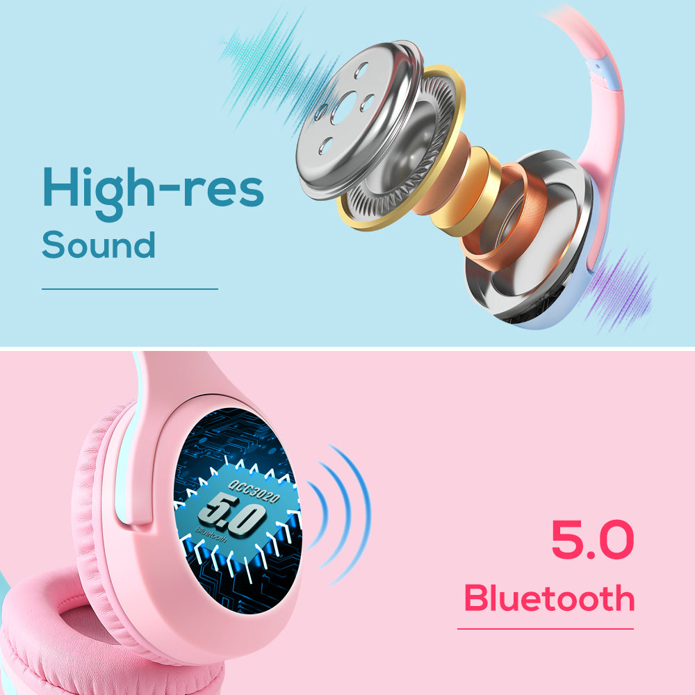 Eazy Kids Bluetooth 5.4 Wireless Headset - Pink