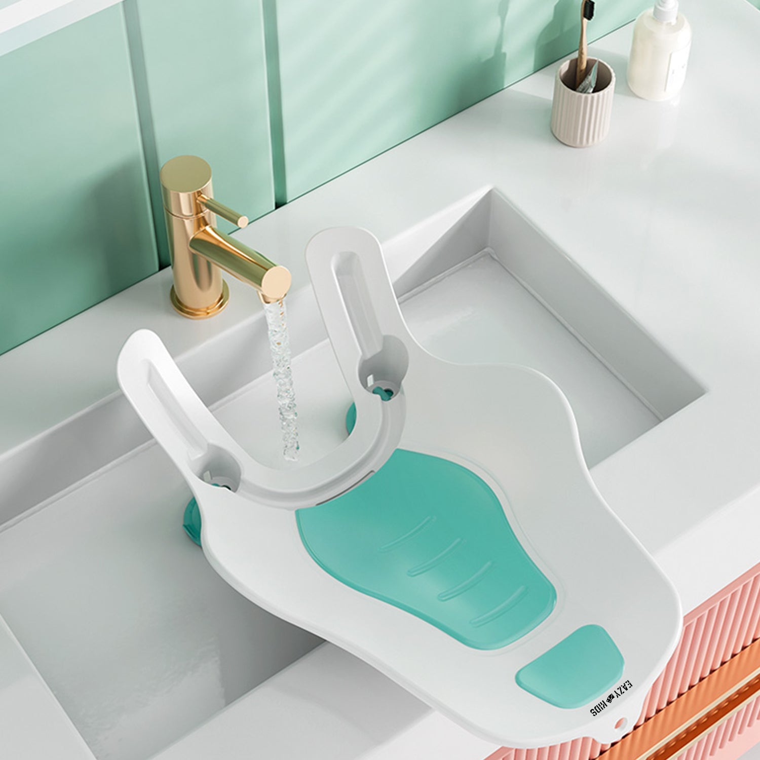 EAZY KIDS 2 - IN - 1 Sink Bath Support tub and Butt cleaning station - Green
