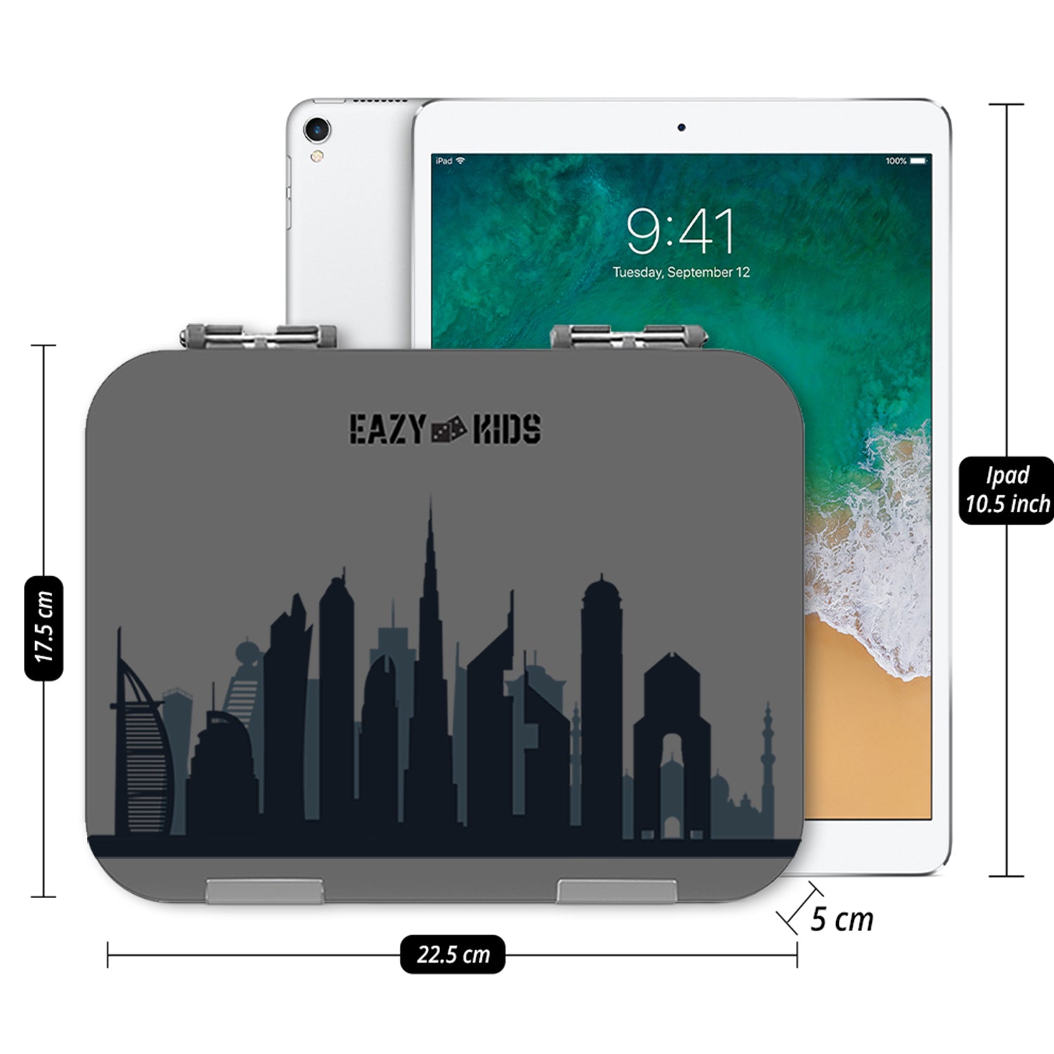 EAZY KIDS Bento Boxes wt Insulated Lunch Bag Combo - Love Dubai Grey